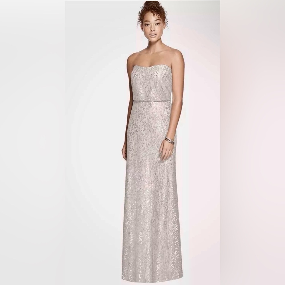 After Six - Strapless Gown in Oyster Rococo Lace - Full-Length Gown | NWT - Sz 4